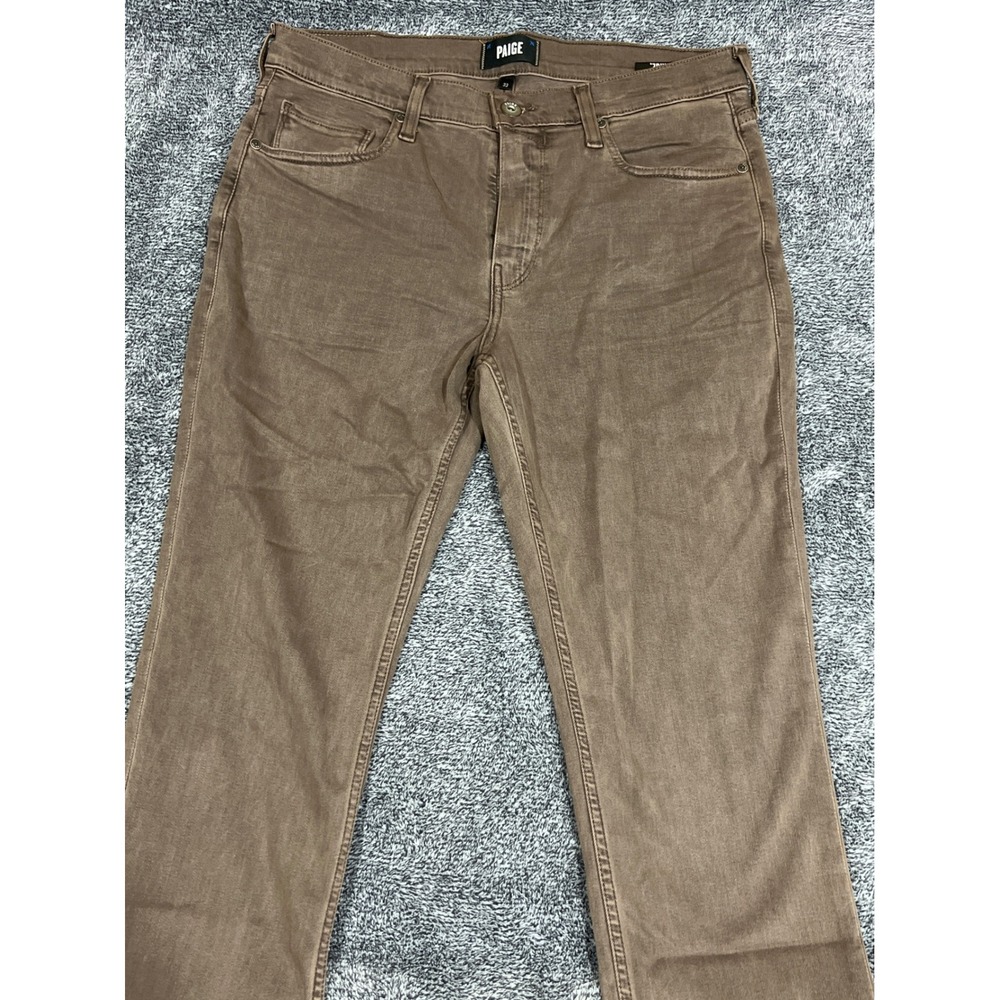 PAIGE Lennox Slim Fit Pants Mens 33 Brown Transcend Stretch 5-Pocket Trousers